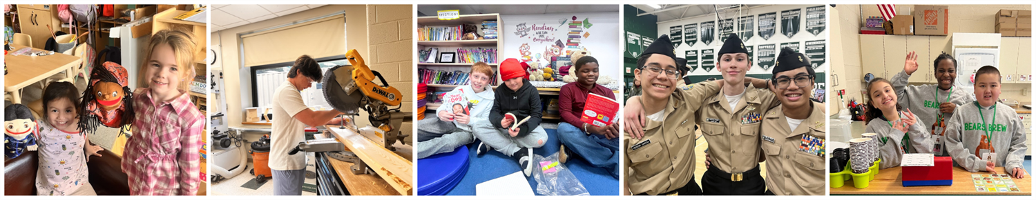 A collage of students and staff engaging in various activities.