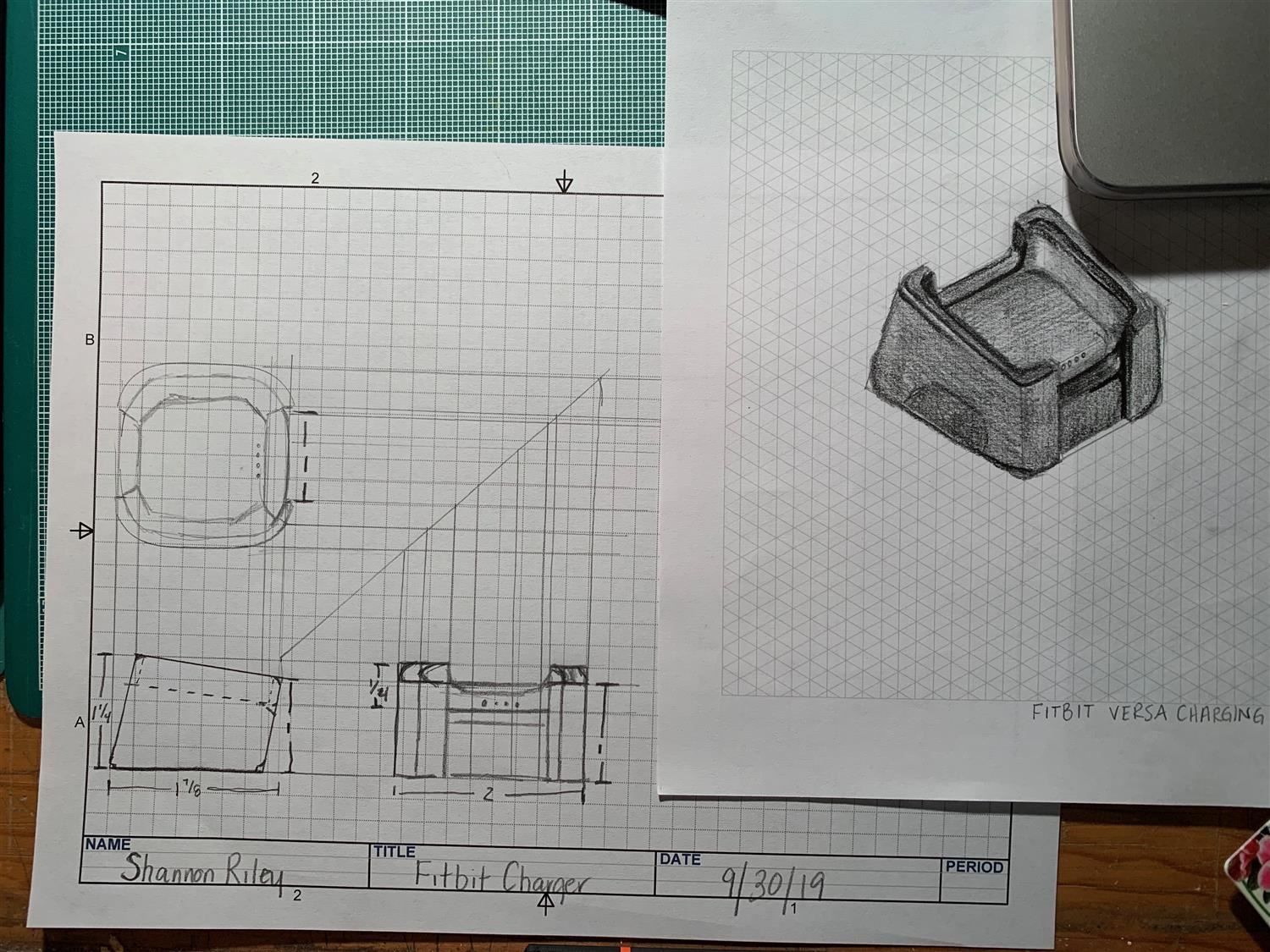 Multiview Drawings of a Fitbit Charger Multiview Drawings of a Fitbit Charger