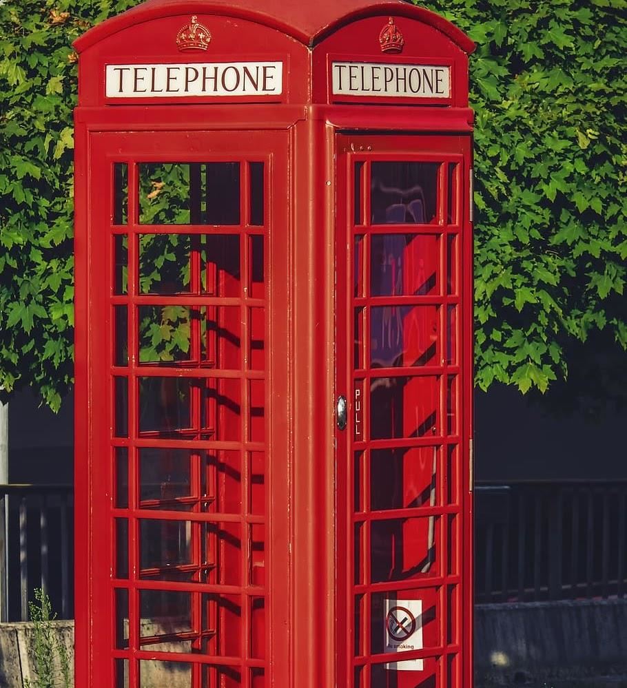 Red London old fashioned phone booth 