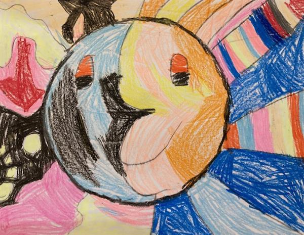 Very colorful drawing of the sun